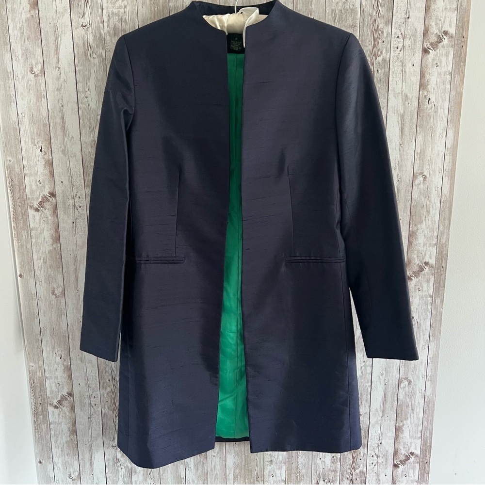 Ralph Lauren Navy Silk Formal Cocktail Overcoat Womens 6
